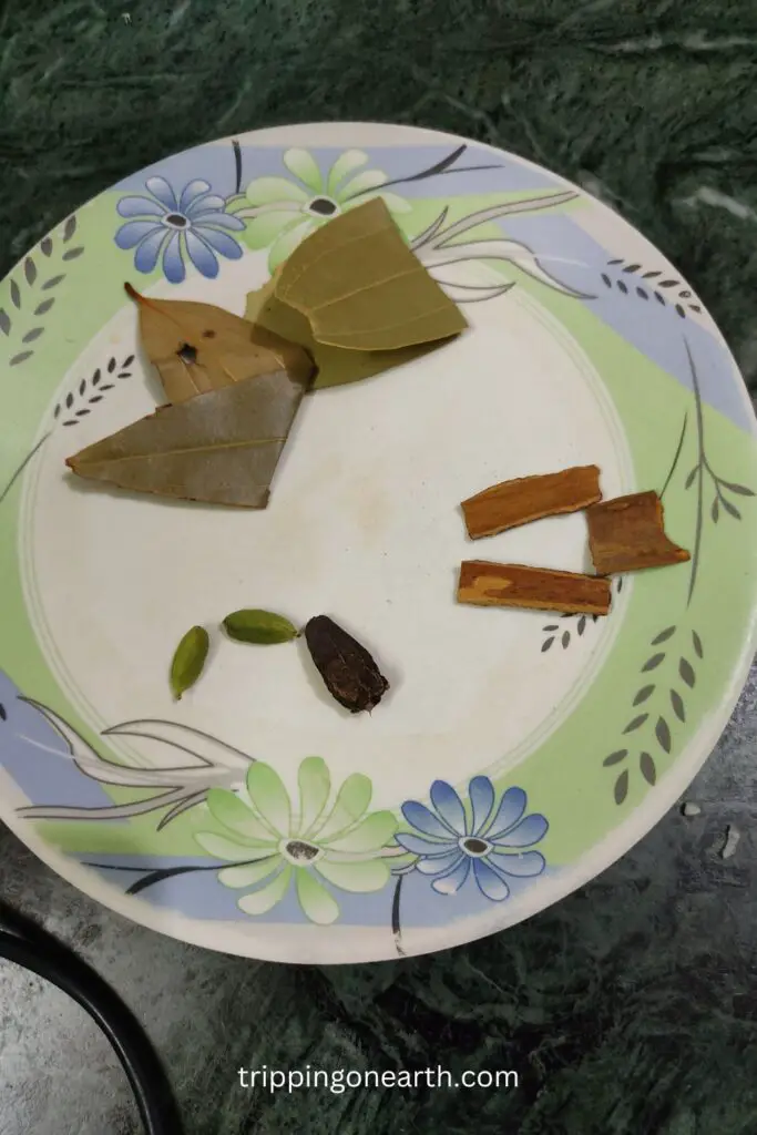 Paneer Butter Masala, bay leaf, black and green cardamom, cinamon