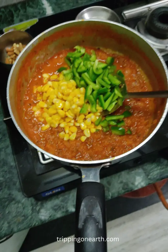 pink sauce pasta, add the veggies