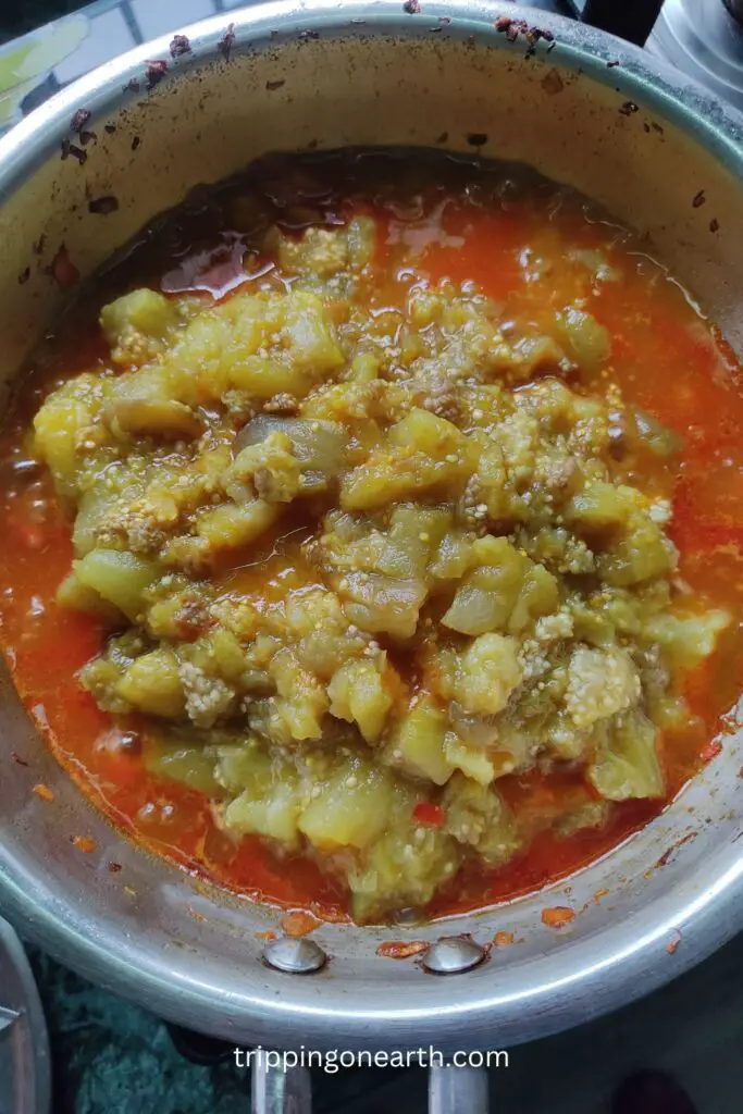 baingan ka bharta. add boiled eggplants