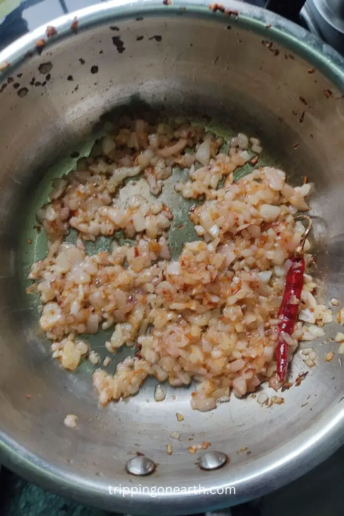 baingan ka bharta. saute till onions get light brown