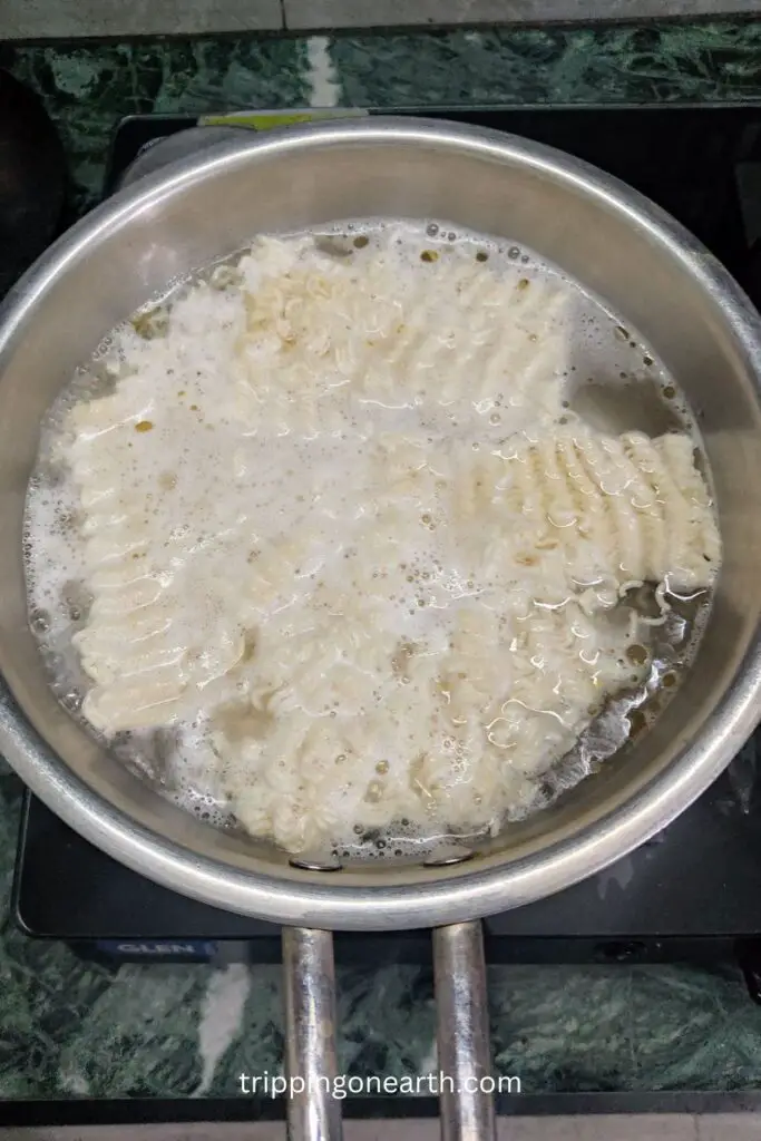 cooking noodles in boiling water