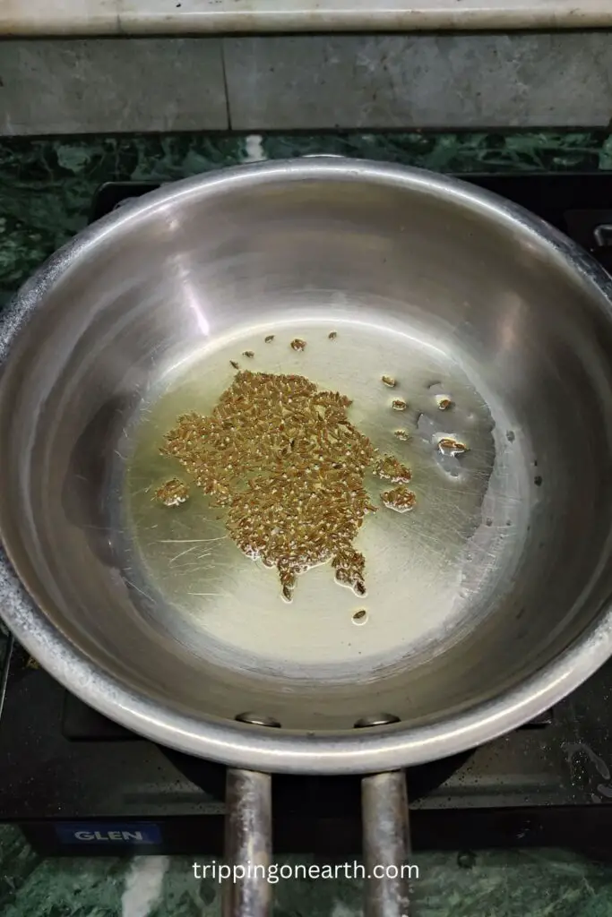 cumin seeds in the pan
