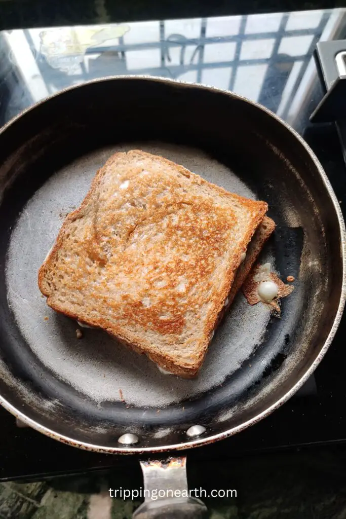 grilled cheese sandwich on the pan