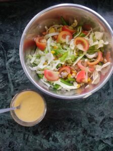 golden girl salad with sweet corn vinaigrette
