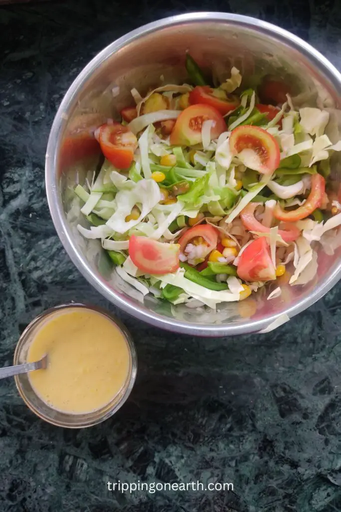 vegan fall recipes: golden girl salad with sweet corn vinaigrette