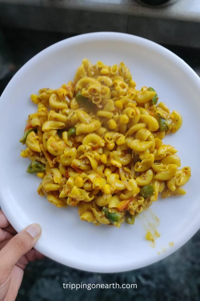 macaroni masala on a plate