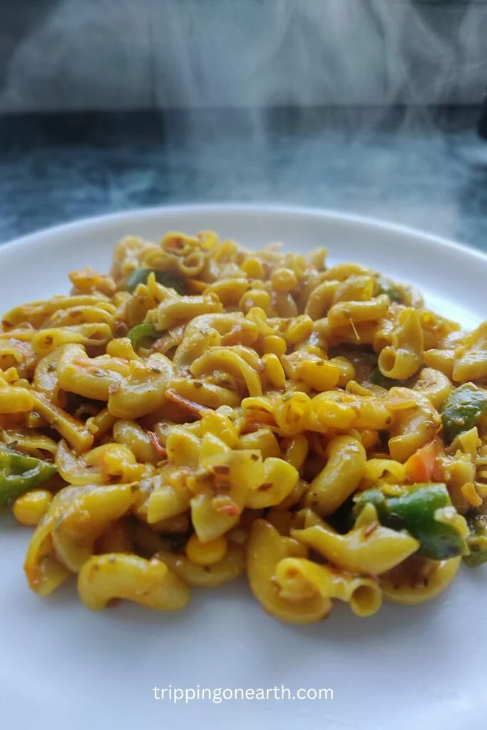 macaroni masala on a plate