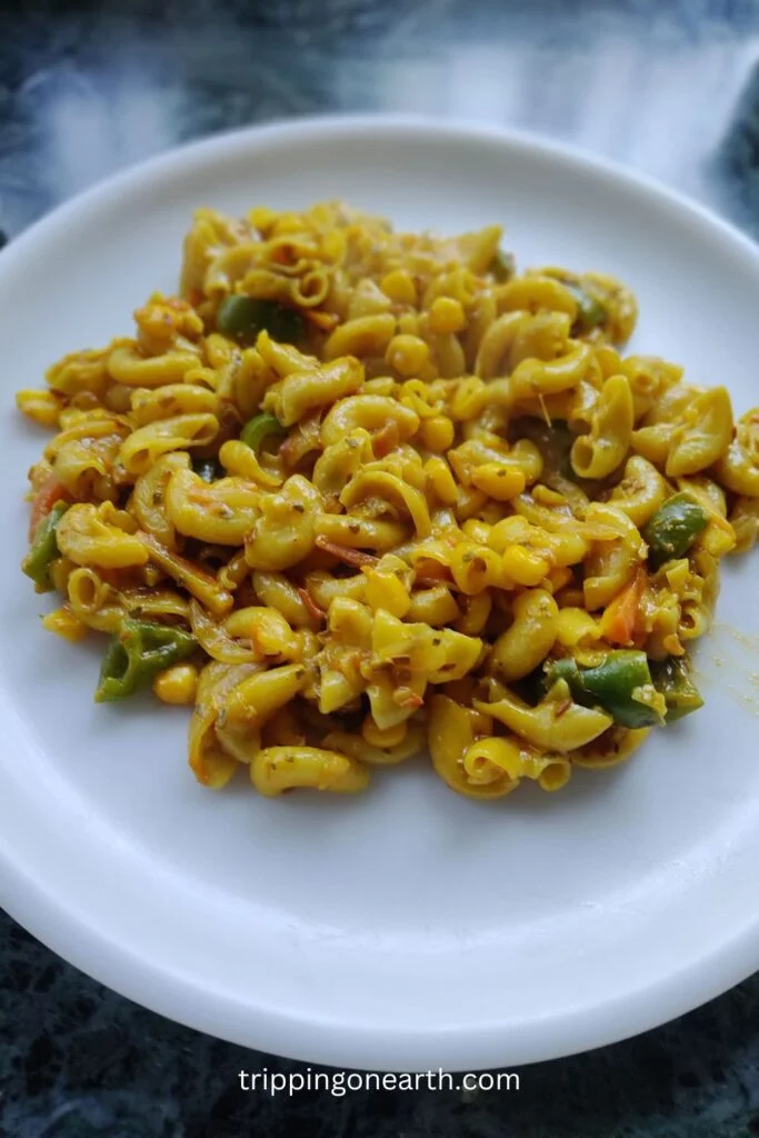 macaroni masala on a plate