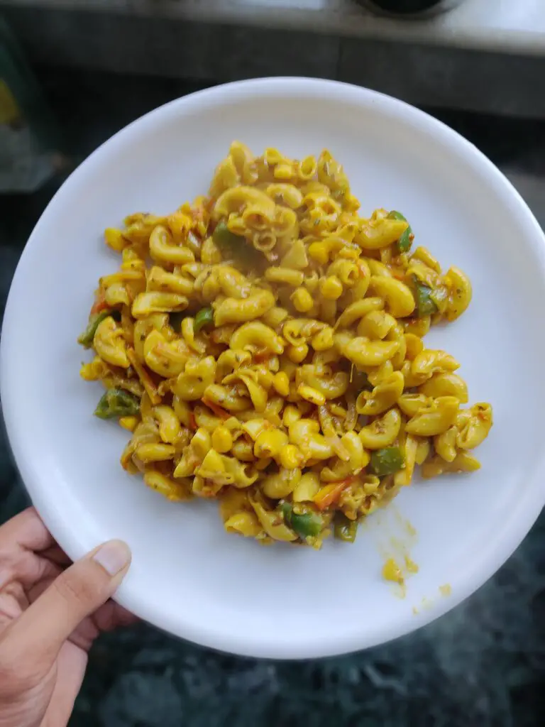 macaroni masala on a plate