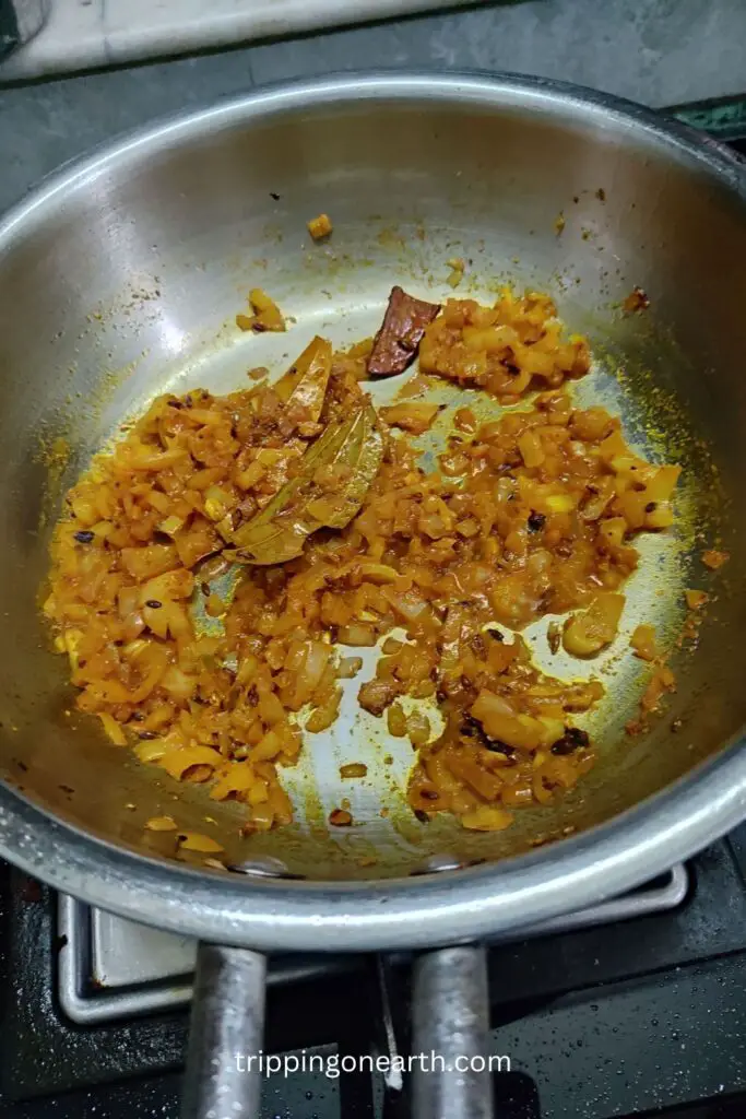 powdered spices mixed well with onions