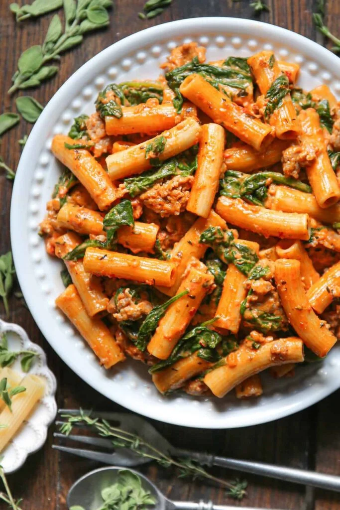 last minute meals: Creamy Sausage Rigatoni