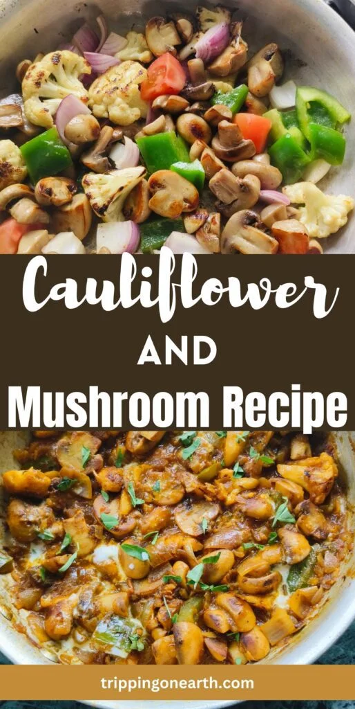cauliflower and mushroom recipe pin 1