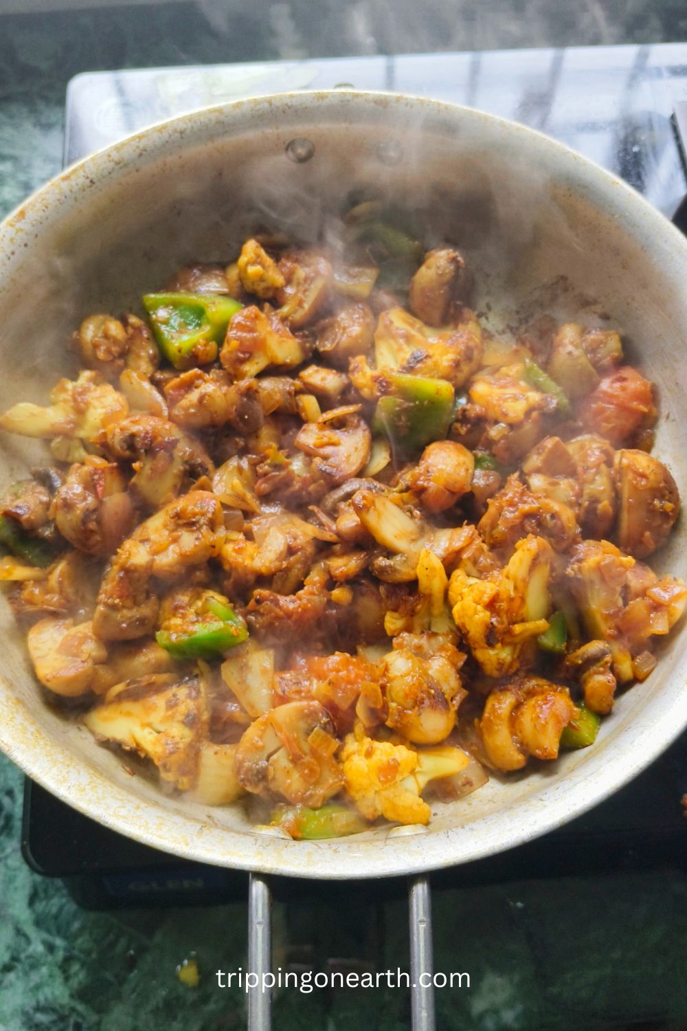 Cauliflower and Mushroom Recipe ( Easy Indian-Style Curry ) - Tripping