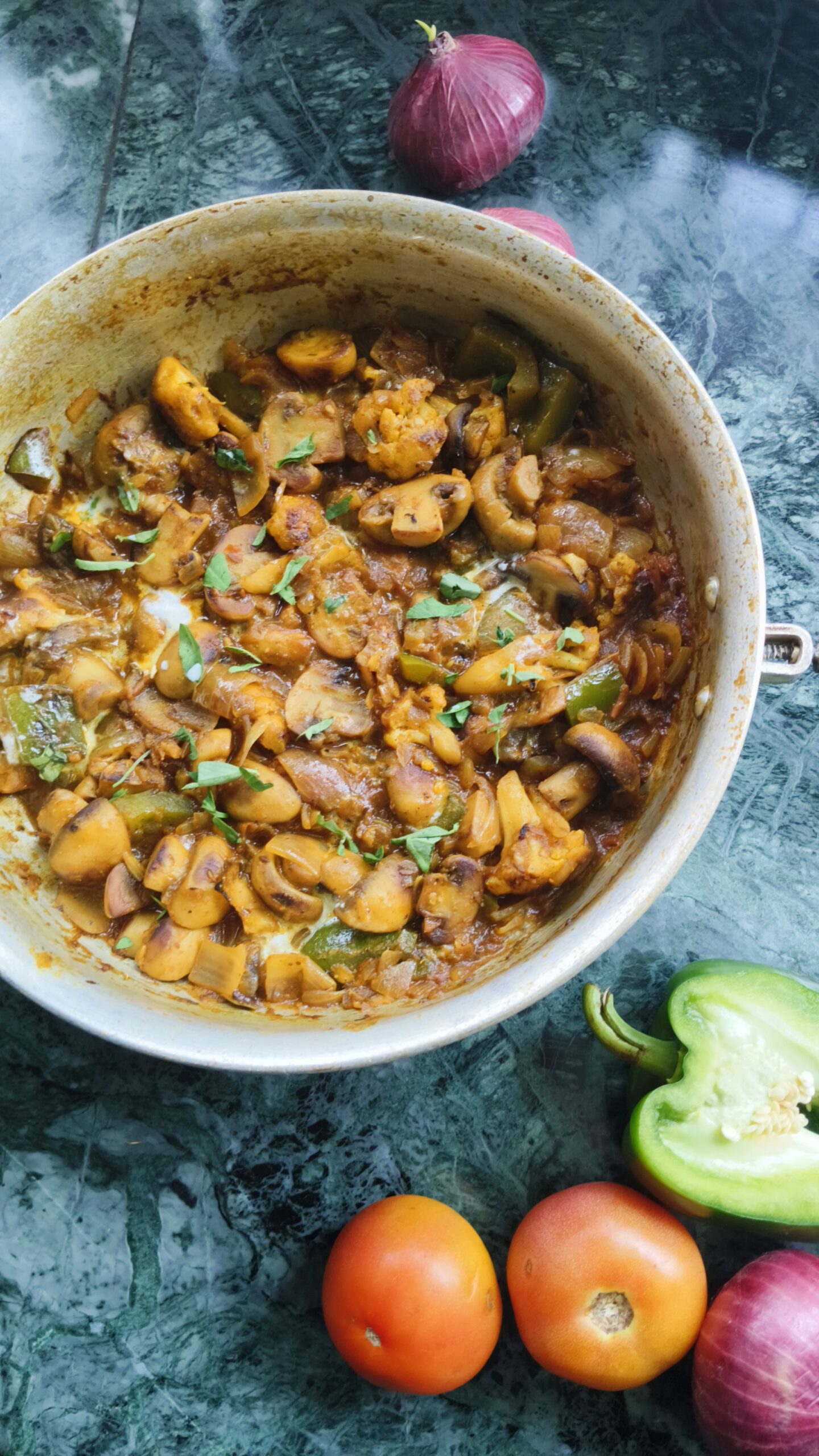 Cauliflower and Mushroom Recipe ( Easy Indian-Style Curry ) - Tripping