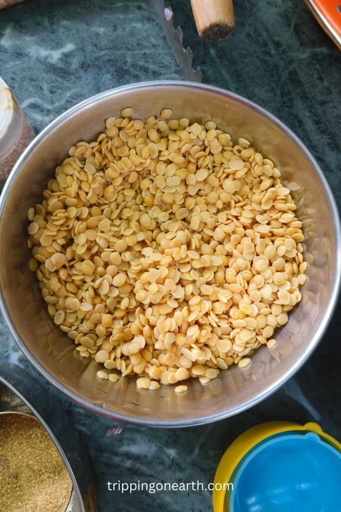bloated toor dal in a bowl