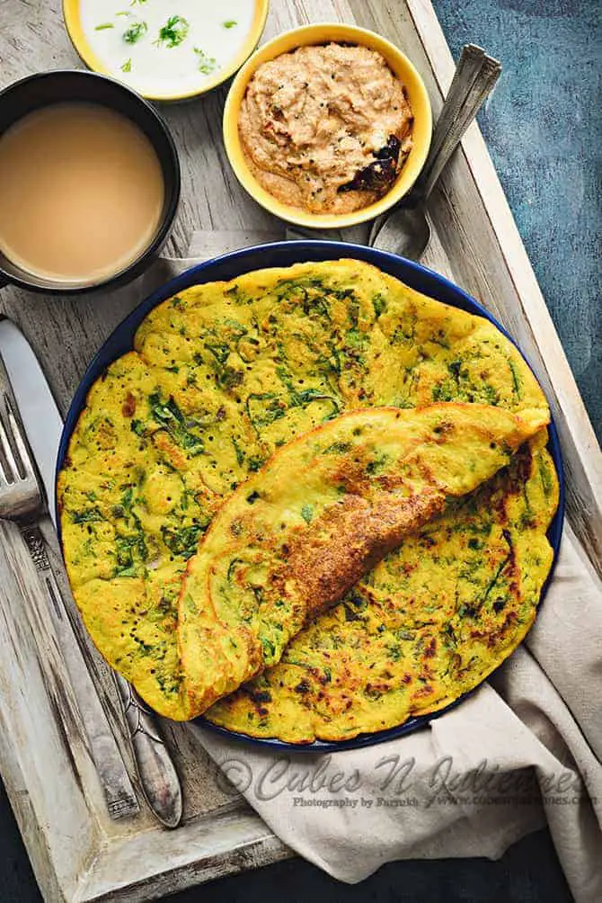 no carb breakfast Indian: palak moong dal chilla