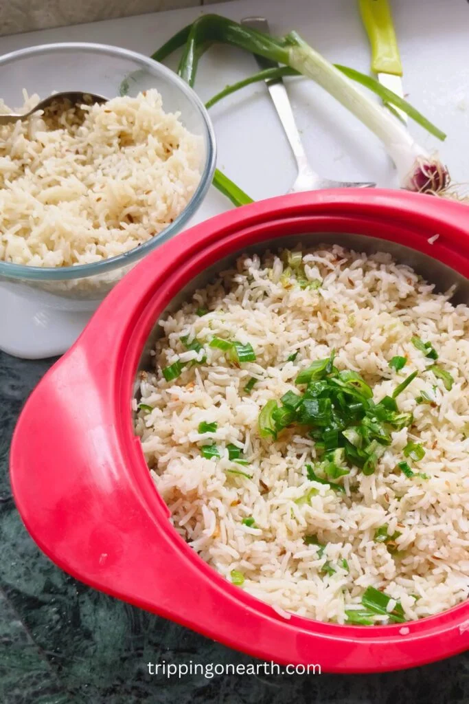 Filipino garlic fried rice in a casserole