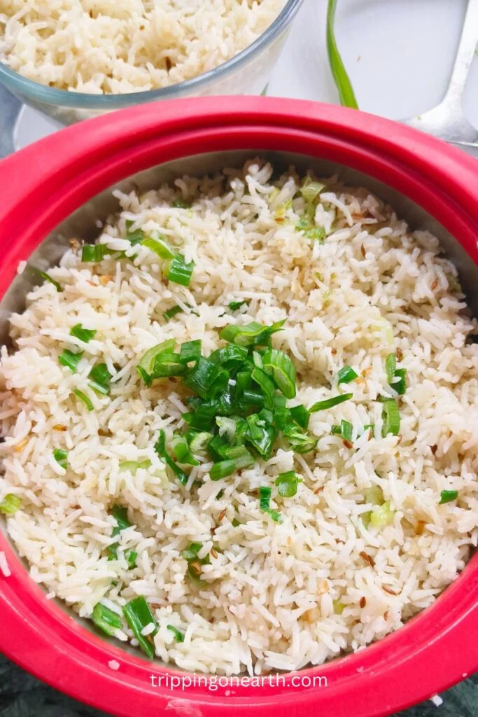 Filipino garlic fried rice in a casserole