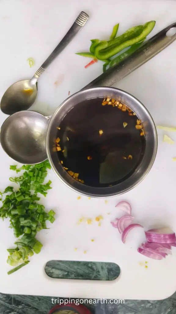 sauce in a metal bowl