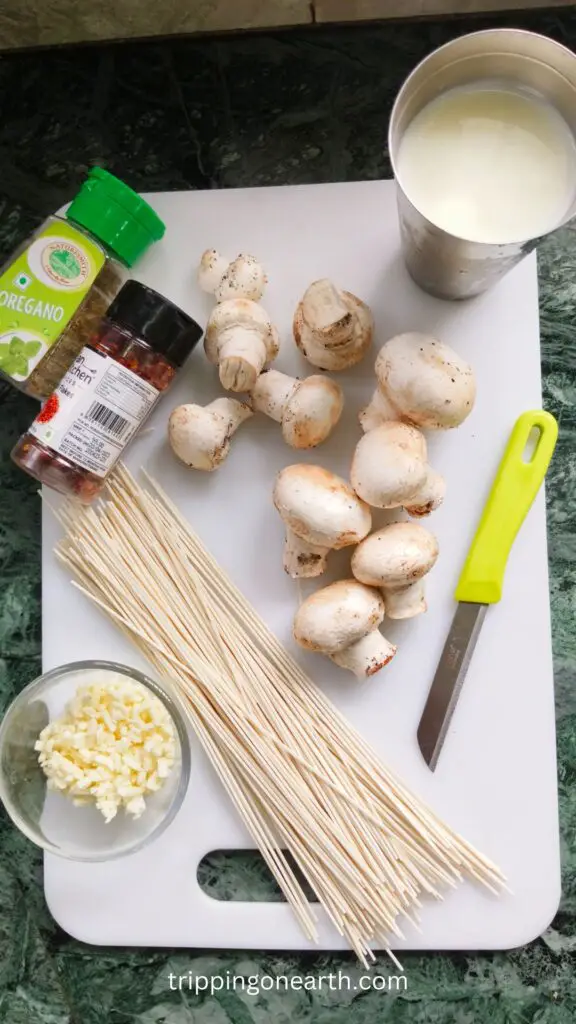 ingredients laying on a white chopping board