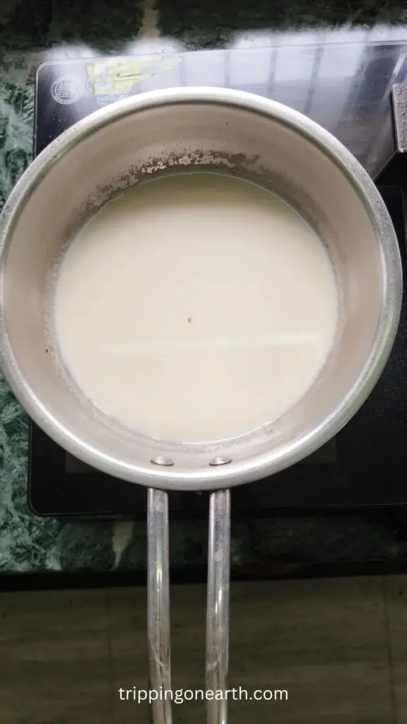 white sauce in the skillet