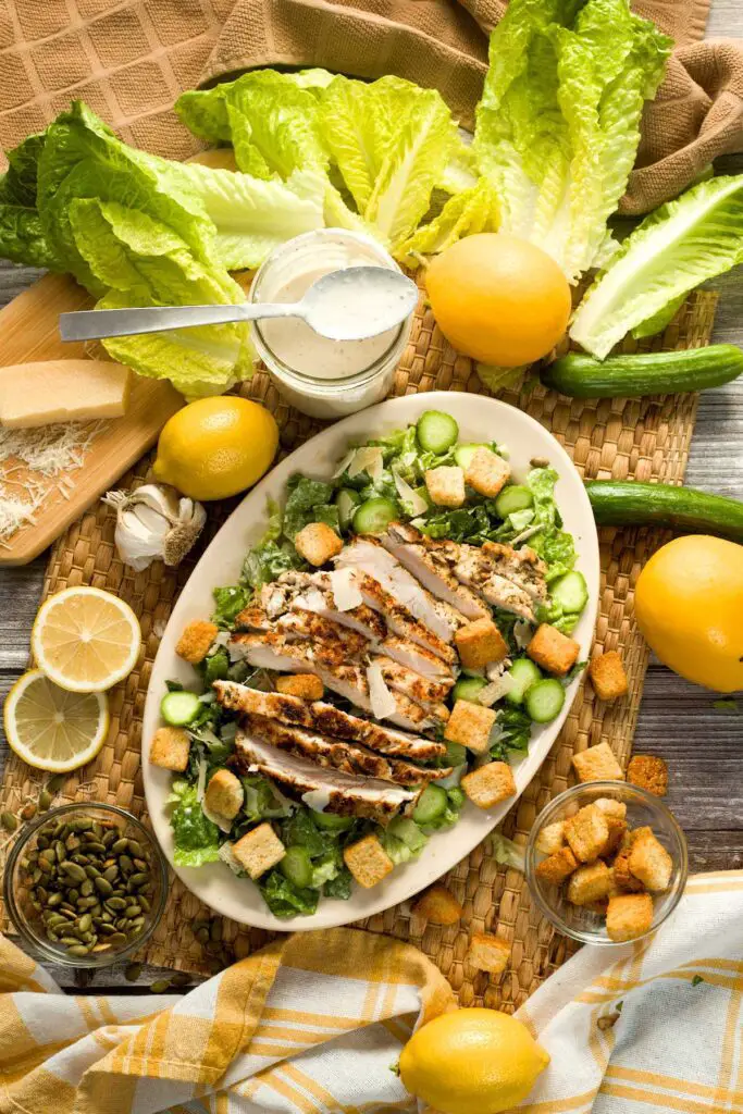 Cottage Cheese High Protein Recipes: Lemon Chicken Caesar Salad With Cottage Cheese