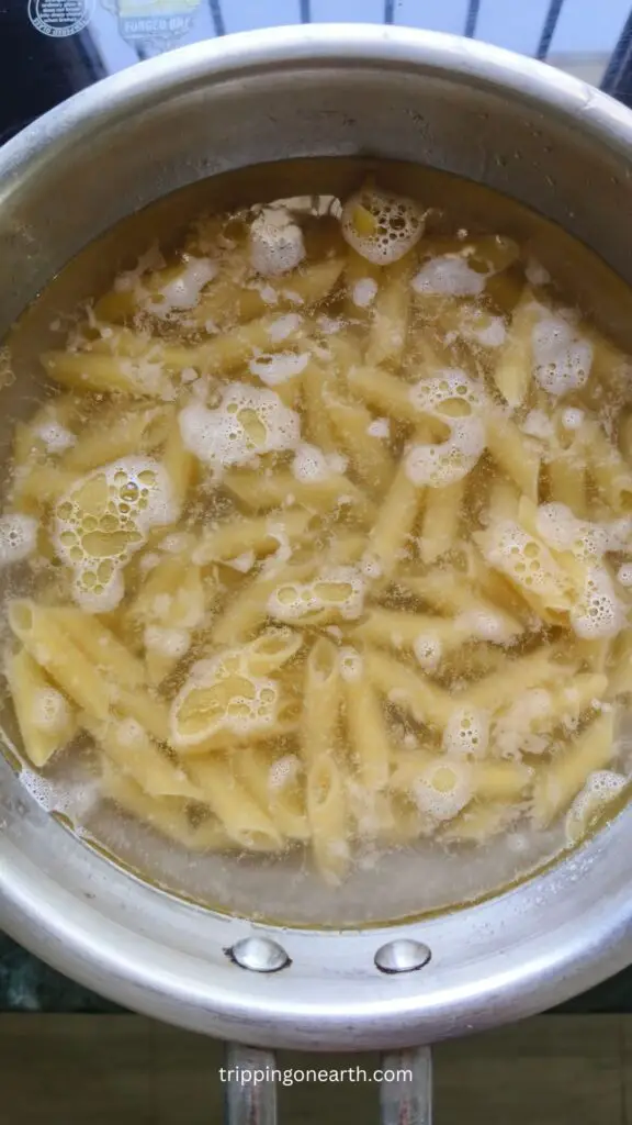 pasta submerged in water for boiling