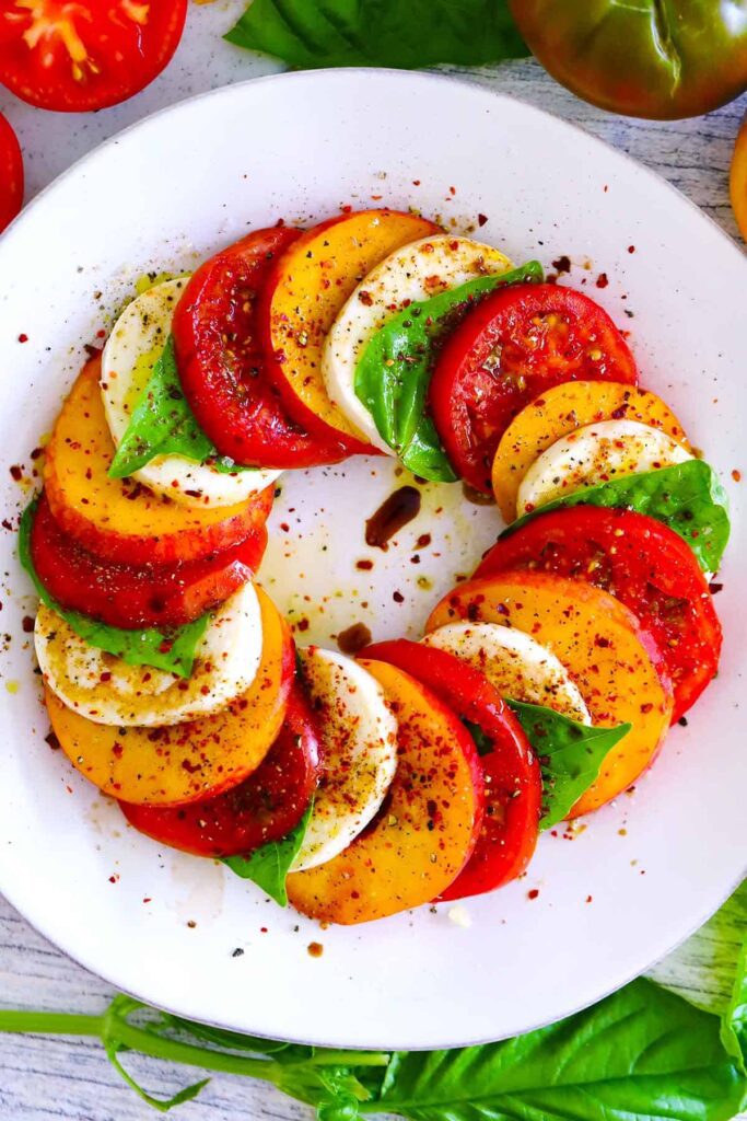 White Peach Recipe: Peach Caprese Salad