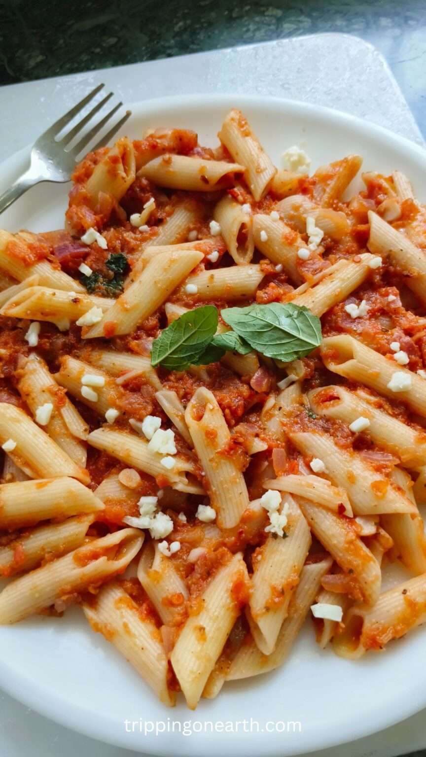 Easy and Simple Marinara Sauce Penne Pasta - Tripping On Earth