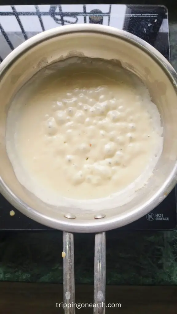 cooked milk in a skillet