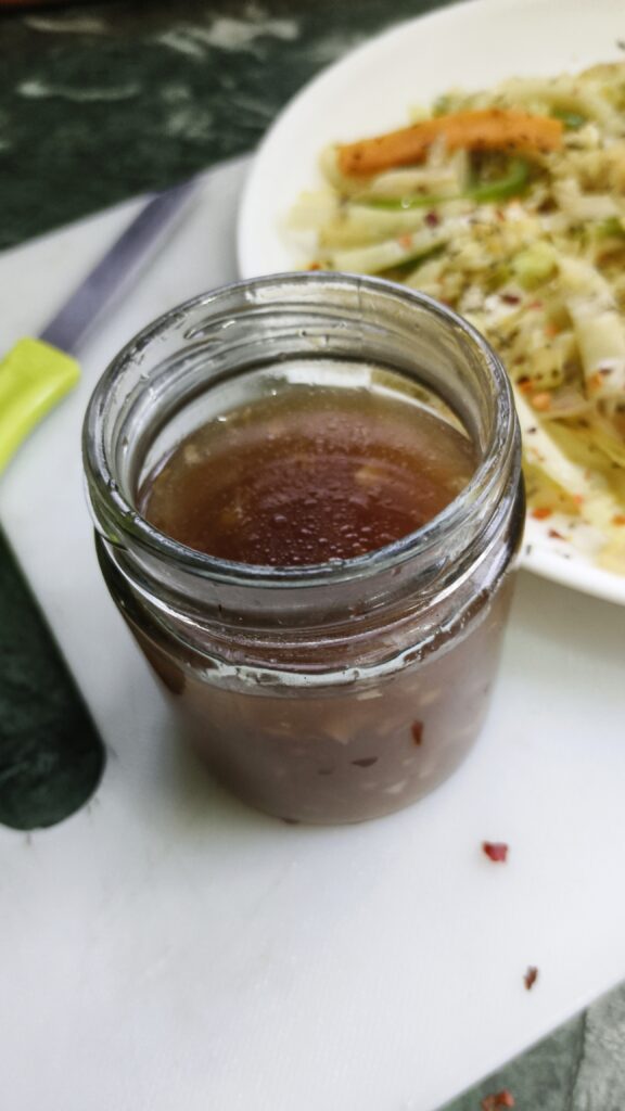 sugar free stir fry sauce in a glass jar