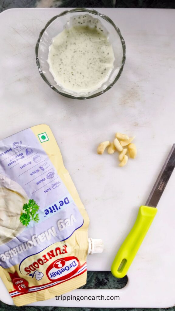 Ingredients laid out on a white chopping board