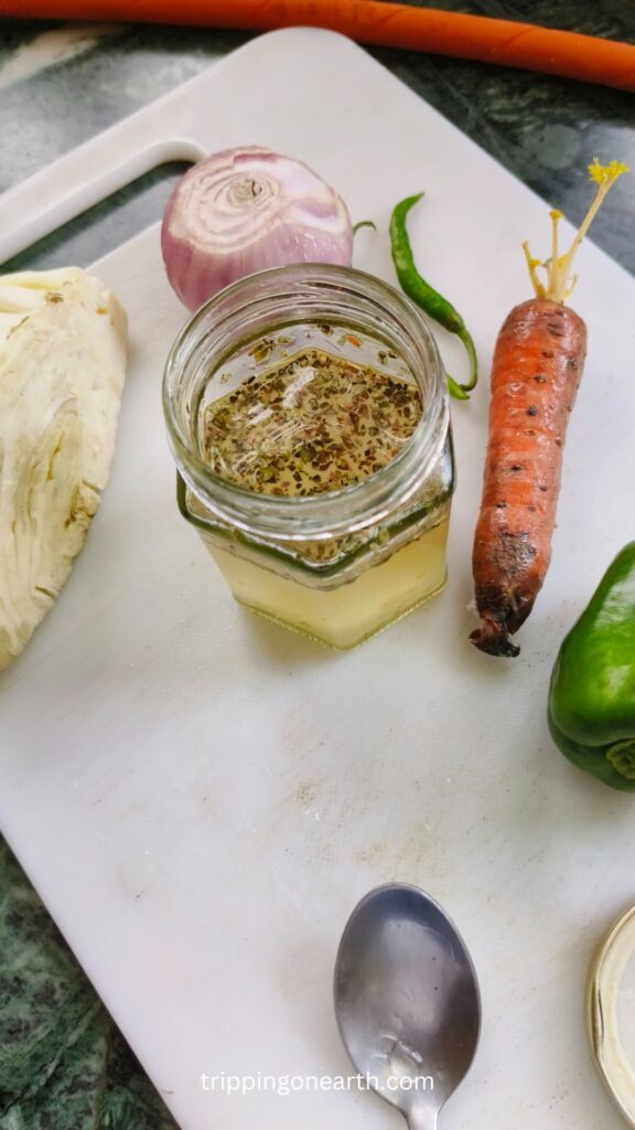 White balsamic vinaigrette in a glass jar