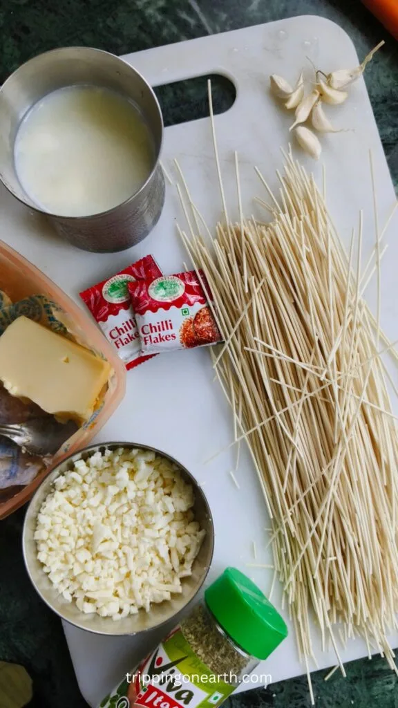 Ingredients laid out on a white cutting board
