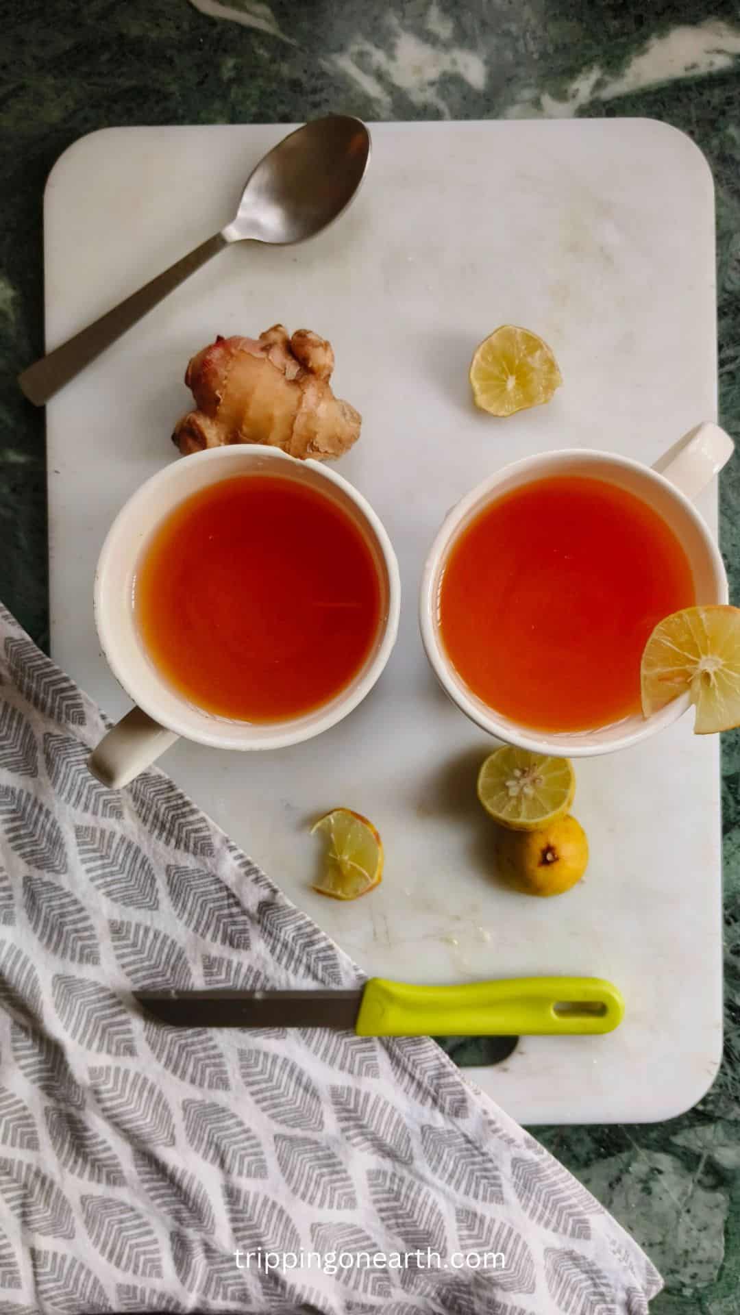 Quick Detox Lemon Ginger Turmeric Tea Recipe Tripping On Earth Lemon Ginger Turmeric Tea 5