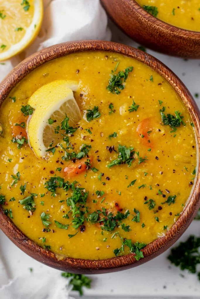 Vegan Lemon Lentil Soup With Turmeric