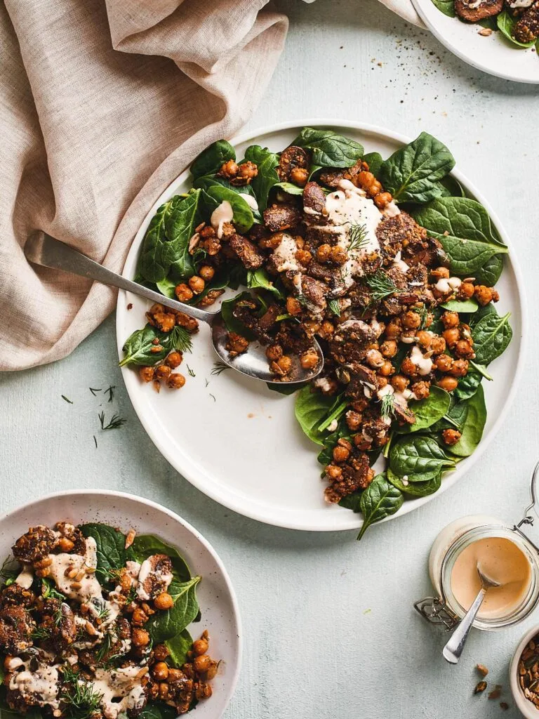 Creamy Mushroom Salad With Vegan Dressing