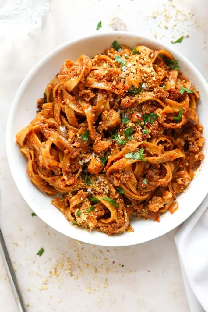 Roasted Cauliflower And Mushroom Bolognese