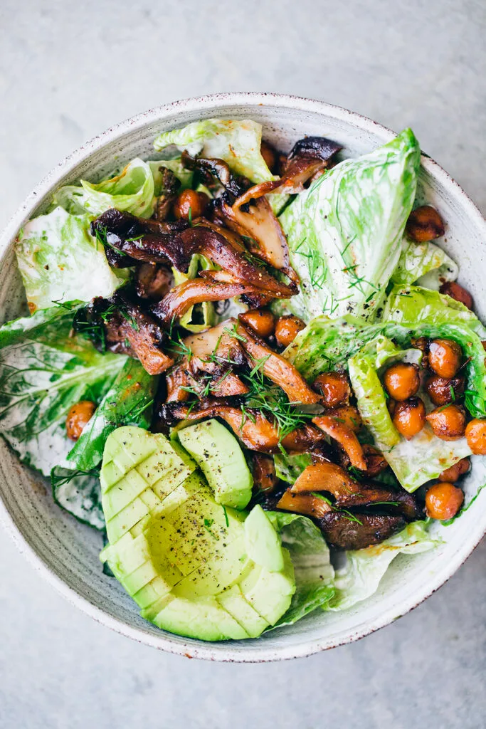 Vegan Oyster Mushroom Caesar Salad