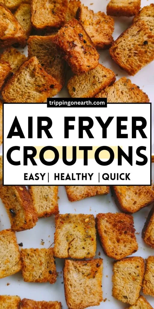 Air fryer croutons pin