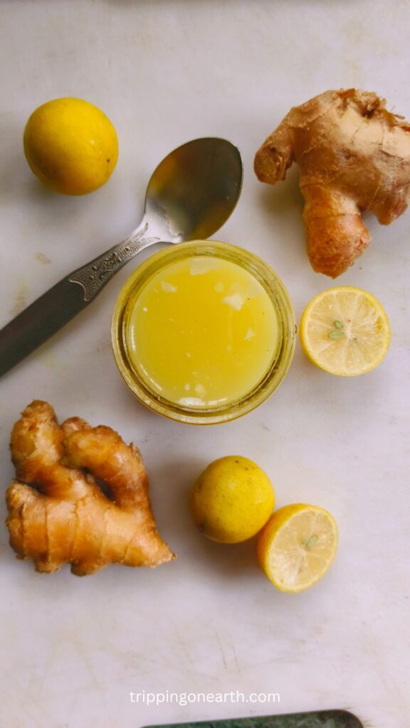Lemon ginger salad dressing in a jar