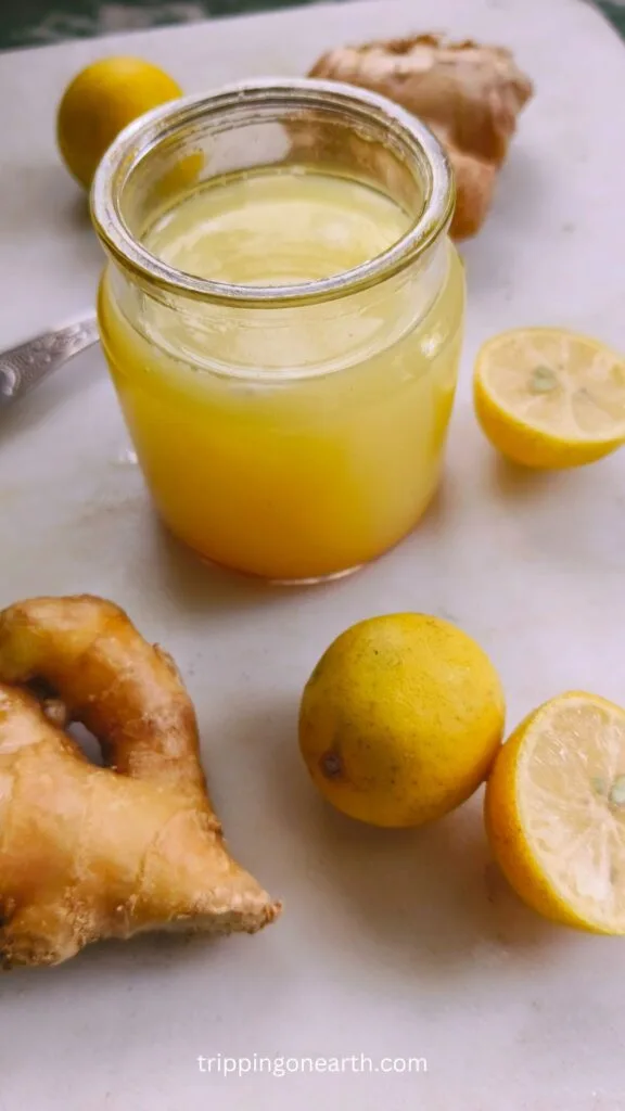 Lemon ginger salad dressing in a jar