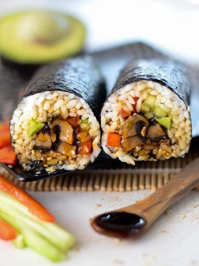 Teriyaki Mushroom Sushi Burrito