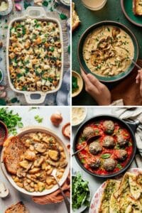 4 images of vegan mushroom recipes