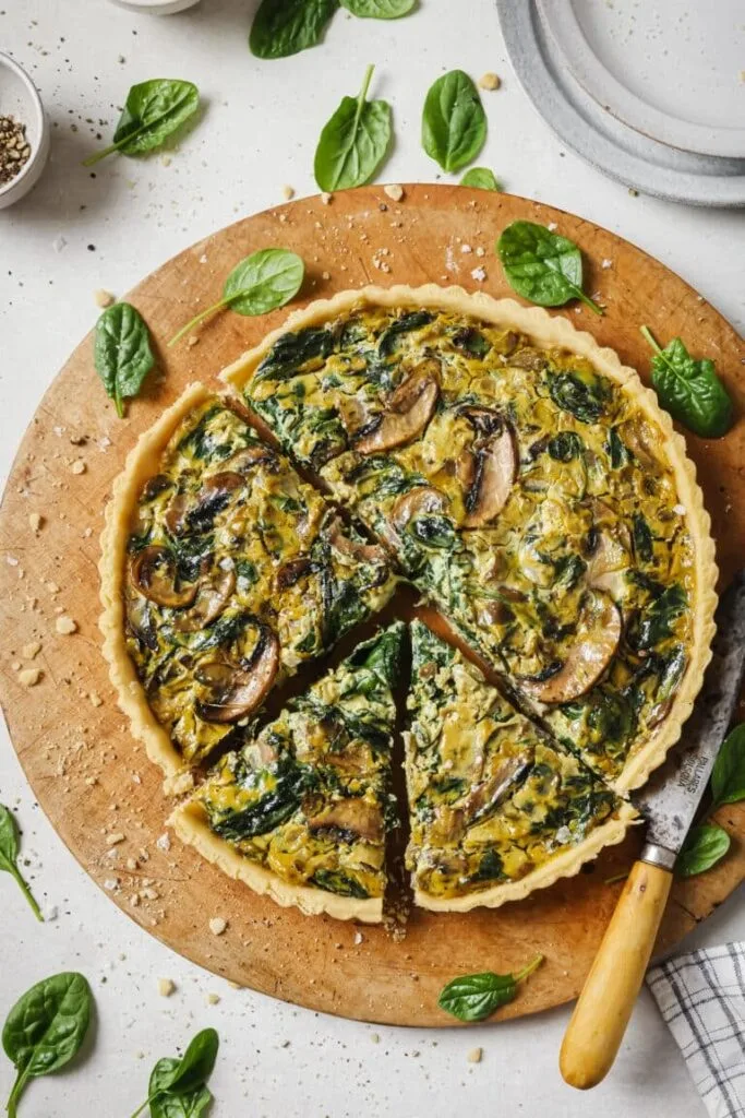 Vegan Quiche With Mushroom And Spinach