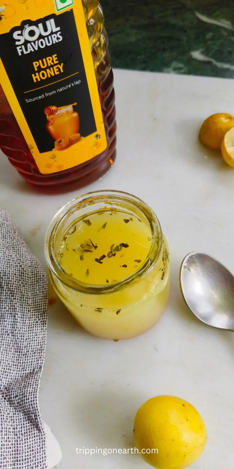 Honey Dijon vinaigrette in a glass jar