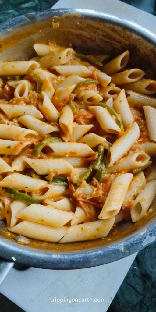 Vegan Cajun Pasta in a skillet