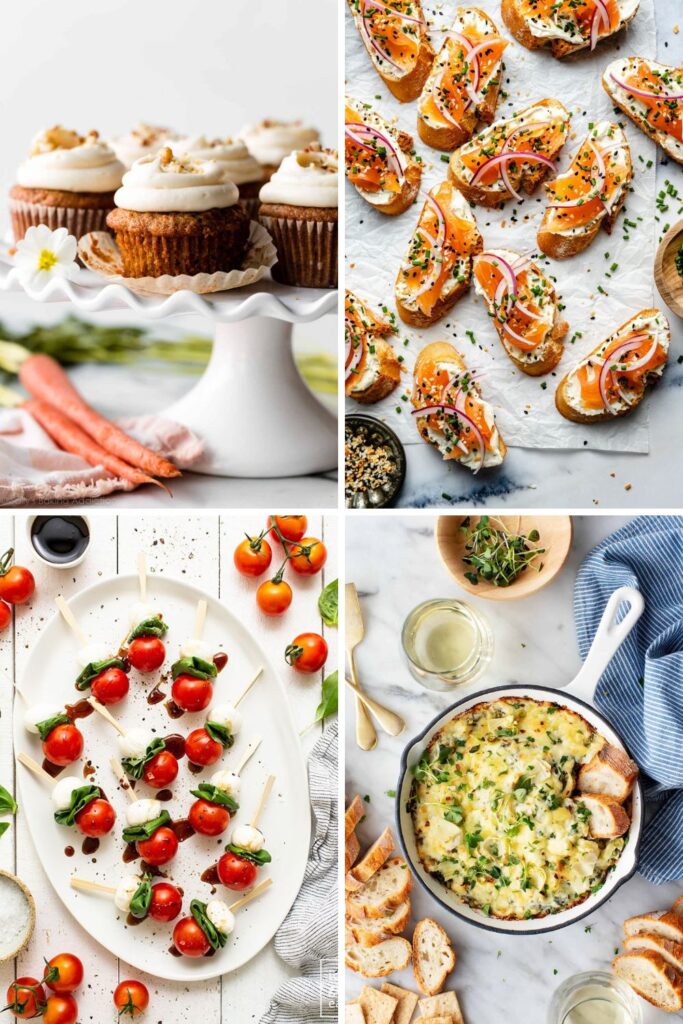 4 images of easter appetizers