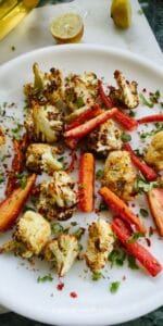 roasted cauliflower and carrots