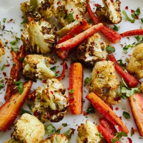 roasted cauliflower and carrots